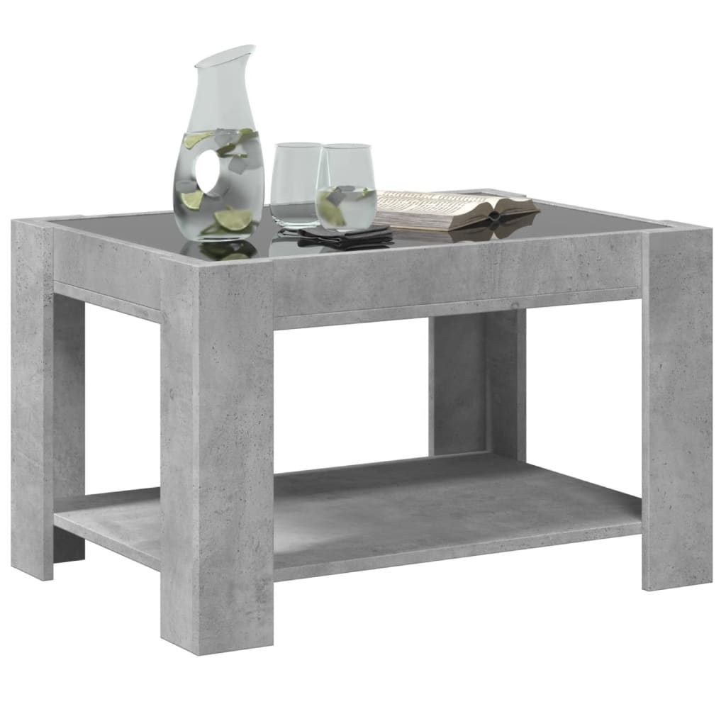 Table basse avec LED gris béton 73x53x45 cm bois d'ingénierie Tables basses vidaXL   