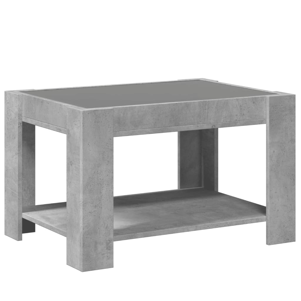 Table basse avec LED gris béton 73x53x45 cm bois d'ingénierie Tables basses vidaXL   