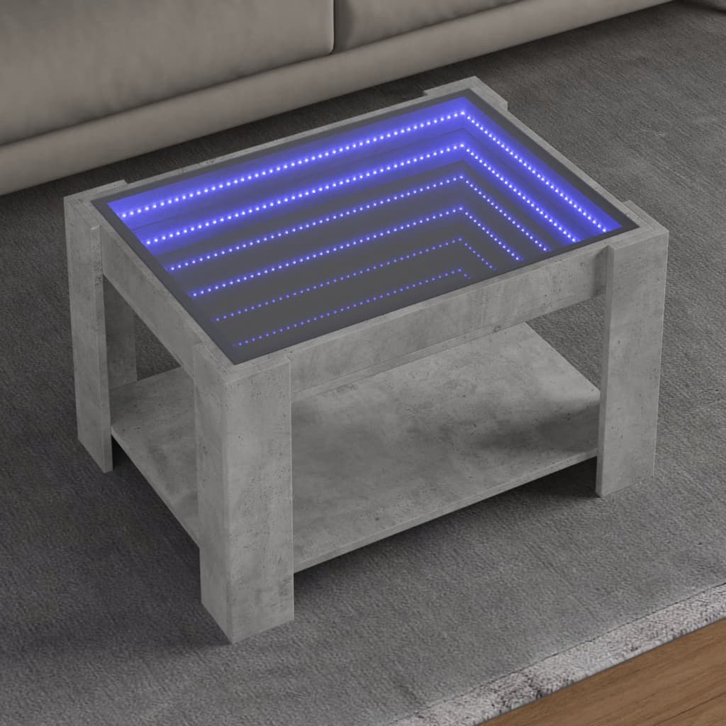 Table basse avec LED gris béton 73x53x45 cm bois d'ingénierie Tables basses vidaXL   