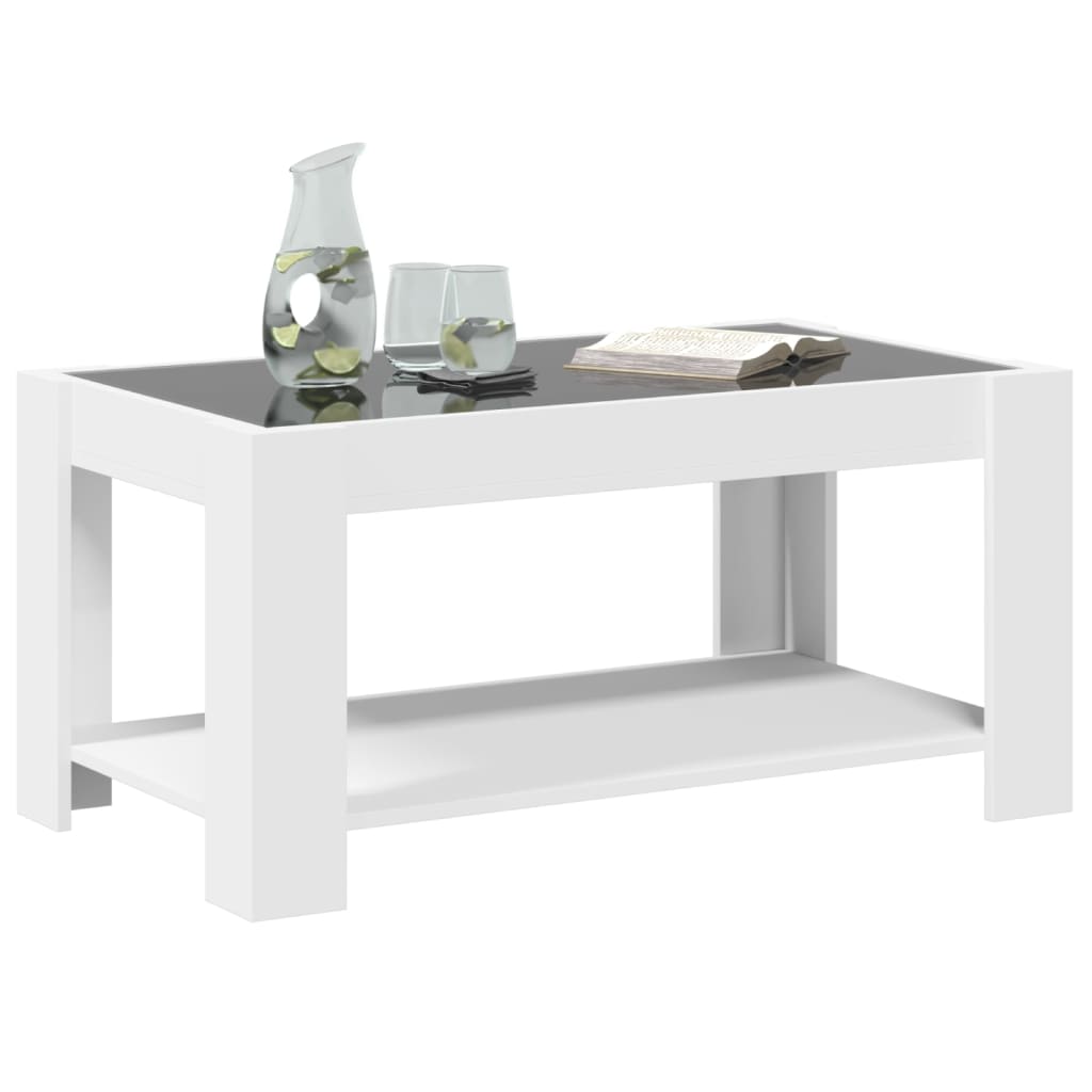 Table basse avec LED blanc 93x53x45 cm bois d'ingénierie Tables basses vidaXL   