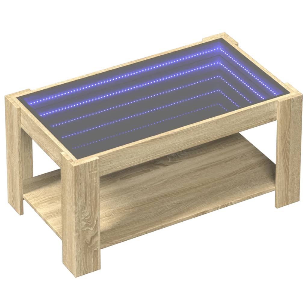 Table basse avec LED chêne sonoma 93x53x45 cm bois d'ingénierie Tables basses vidaXL   