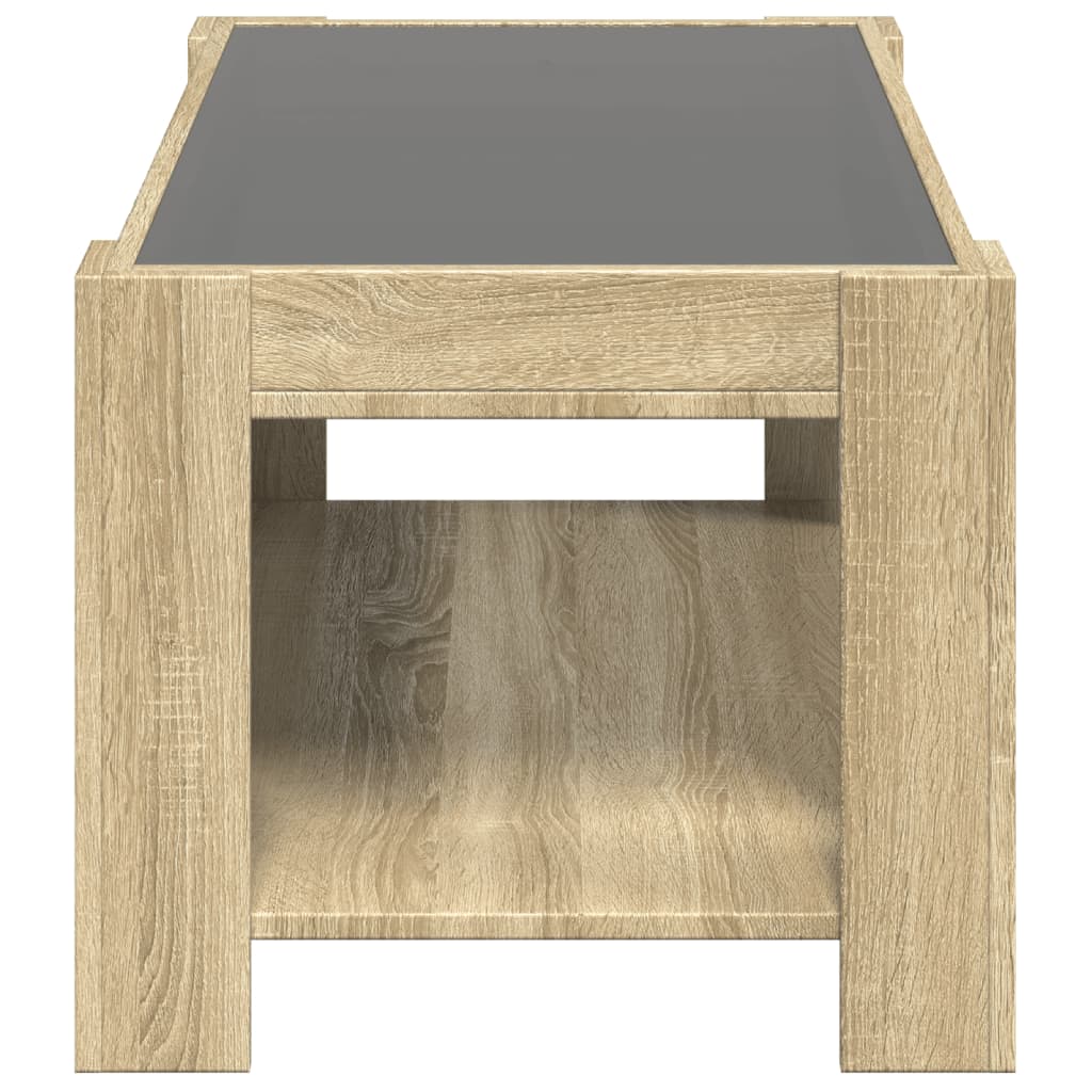 Table basse avec LED chêne sonoma 93x53x45 cm bois d'ingénierie Tables basses vidaXL   