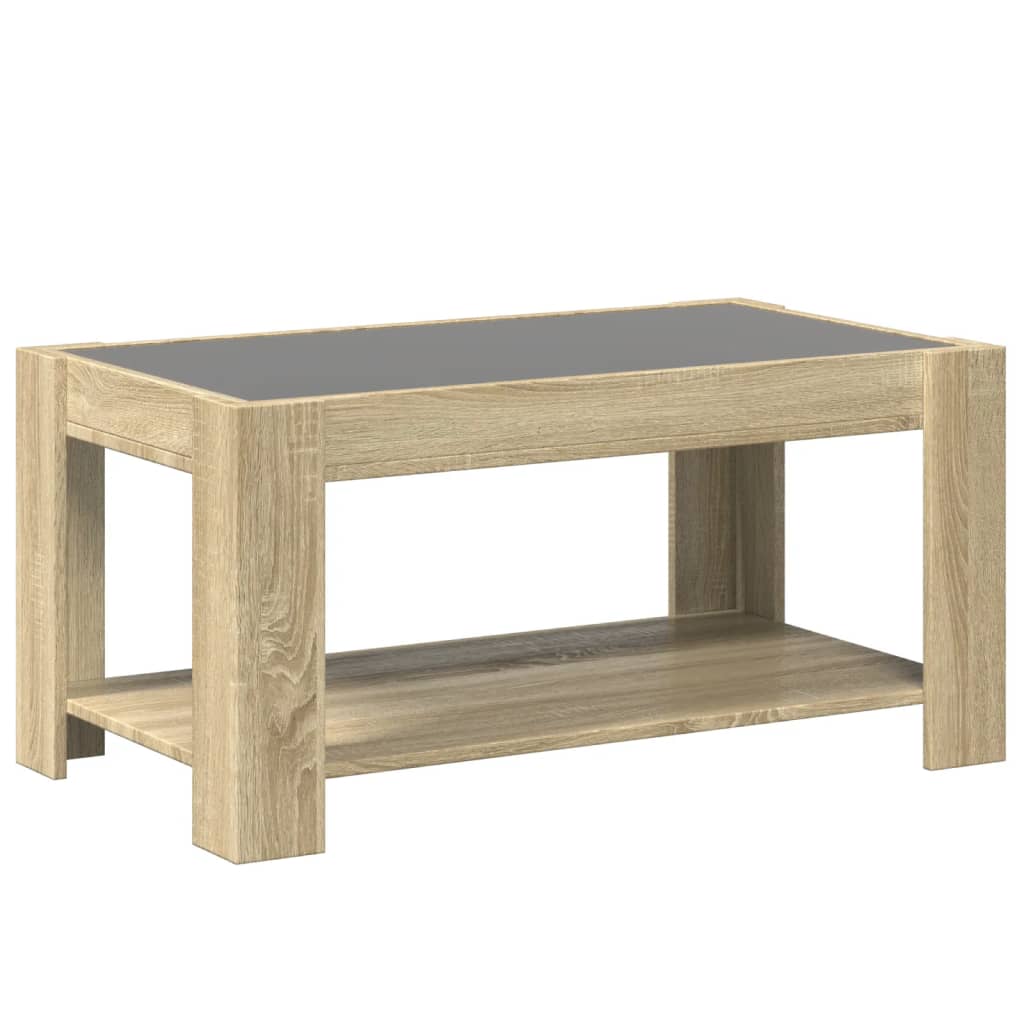 Table basse avec LED chêne sonoma 93x53x45 cm bois d'ingénierie Tables basses vidaXL   