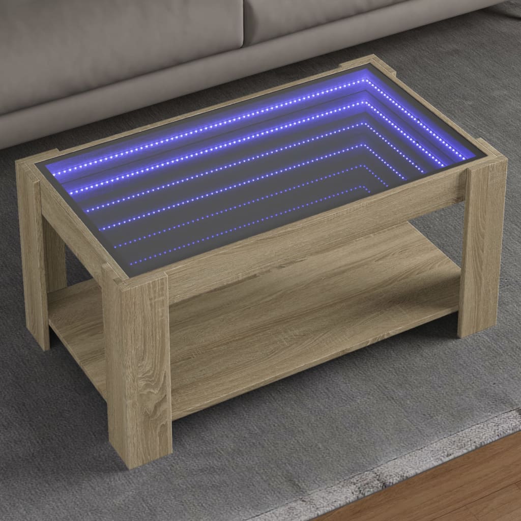 Table basse avec LED chêne sonoma 93x53x45 cm bois d'ingénierie Tables basses vidaXL   