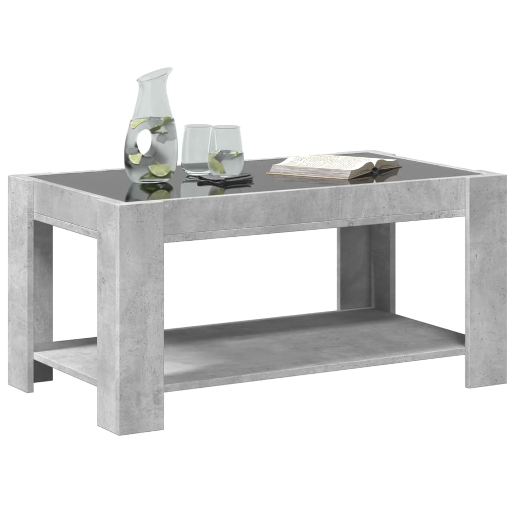 Table basse avec LED gris béton 93x53x45 cm bois d'ingénierie Tables basses vidaXL   