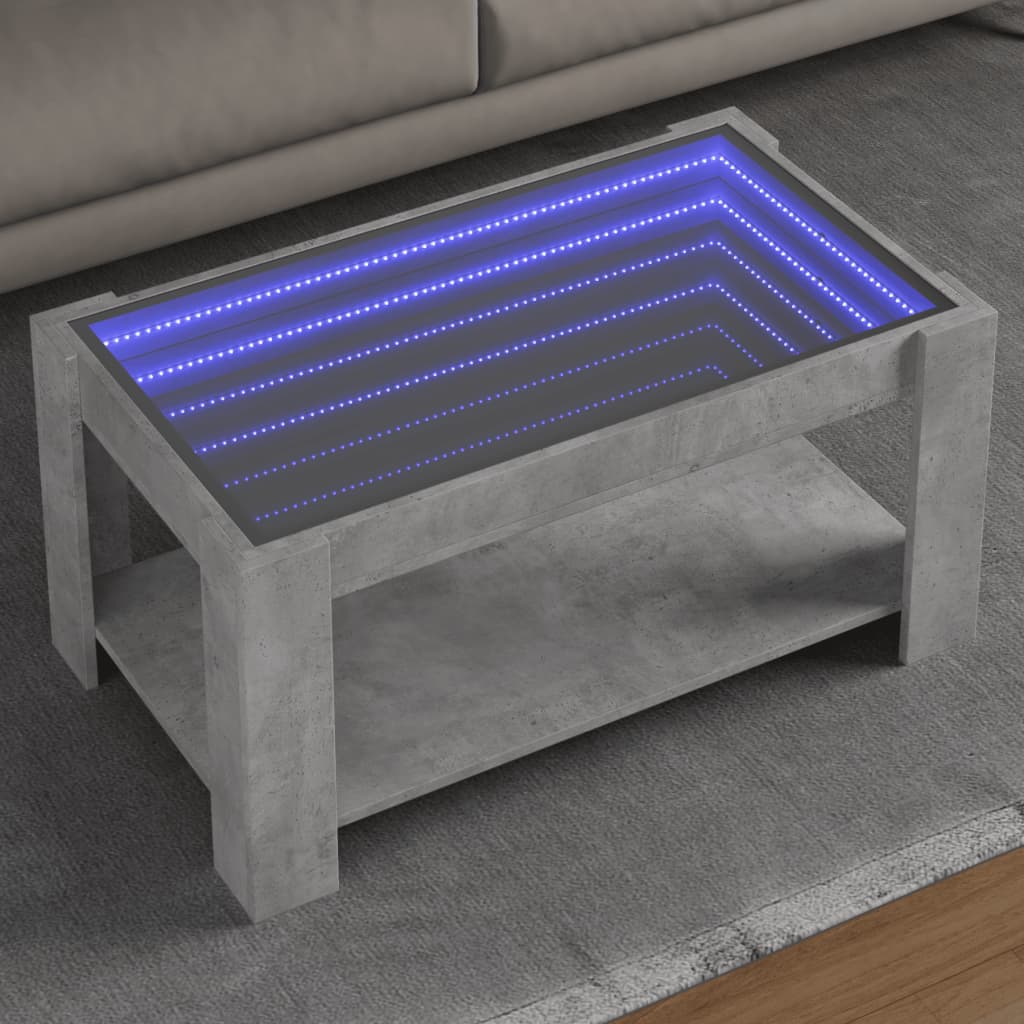 Table basse avec LED gris béton 93x53x45 cm bois d'ingénierie Tables basses vidaXL   