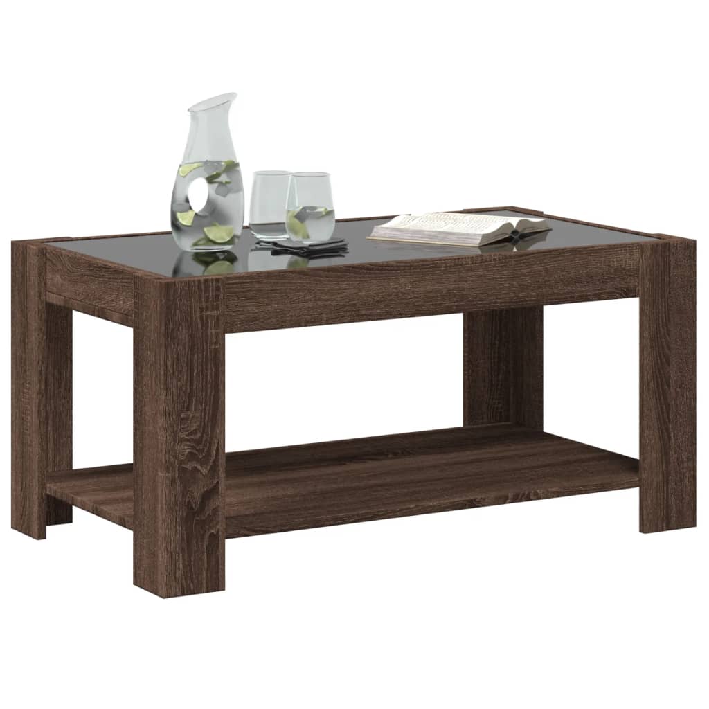 Table basse avec LED chêne marron 93x53x45 cm bois d'ingénierie Tables basses vidaXL   