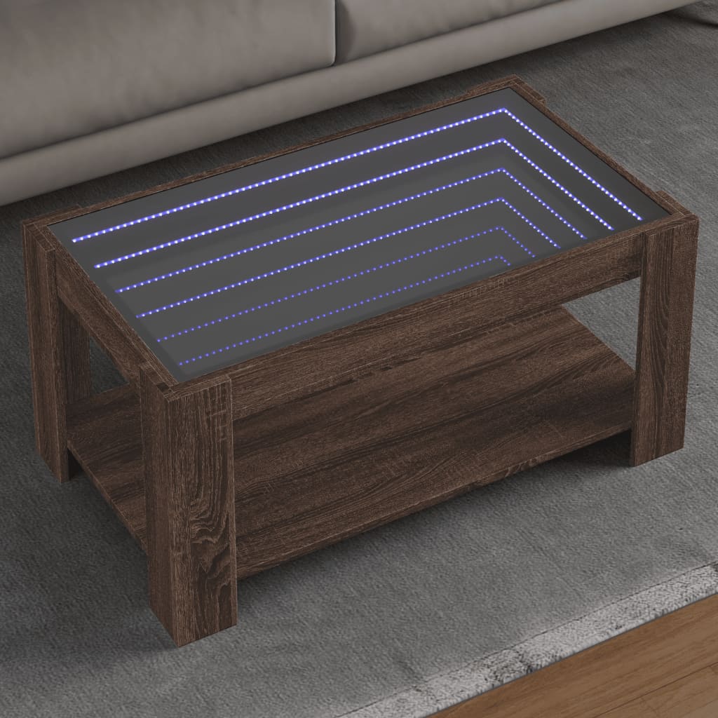 Table basse avec LED chêne marron 93x53x45 cm bois d'ingénierie Tables basses vidaXL   