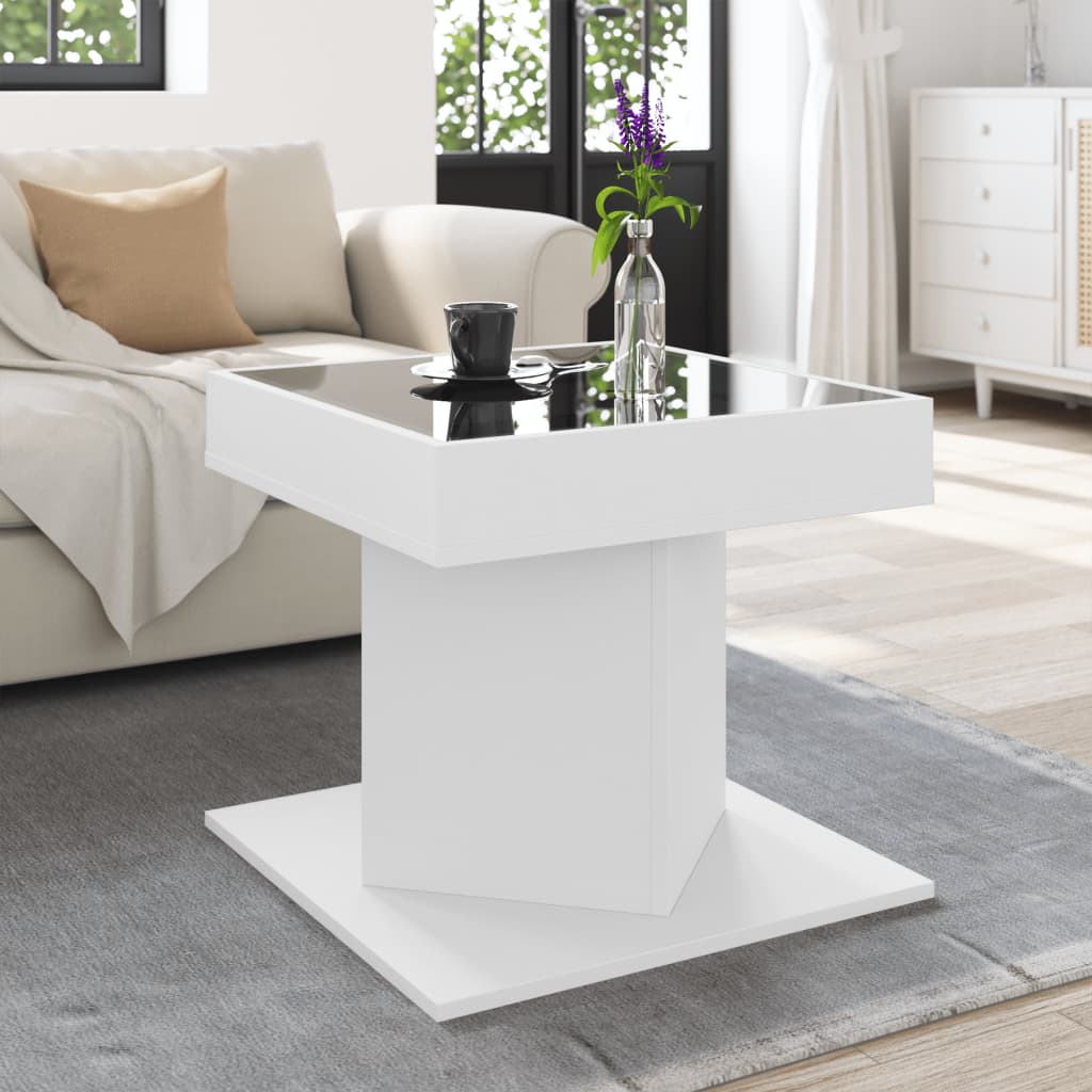 Table basse avec LED blanc 50x50x45 cm bois d'ingénierie Tables basses vidaXL   