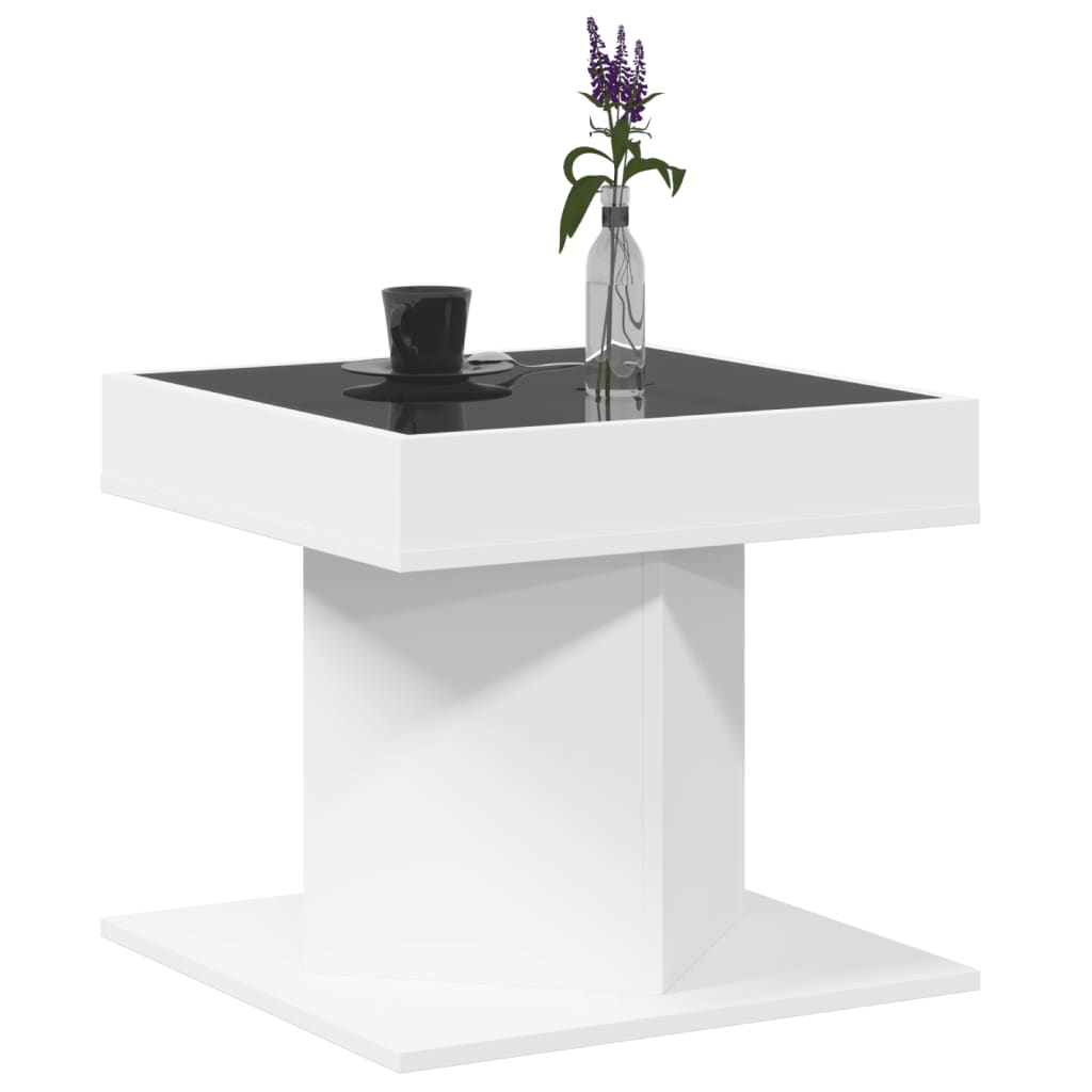 Table basse avec LED blanc 50x50x45 cm bois d'ingénierie Tables basses vidaXL   