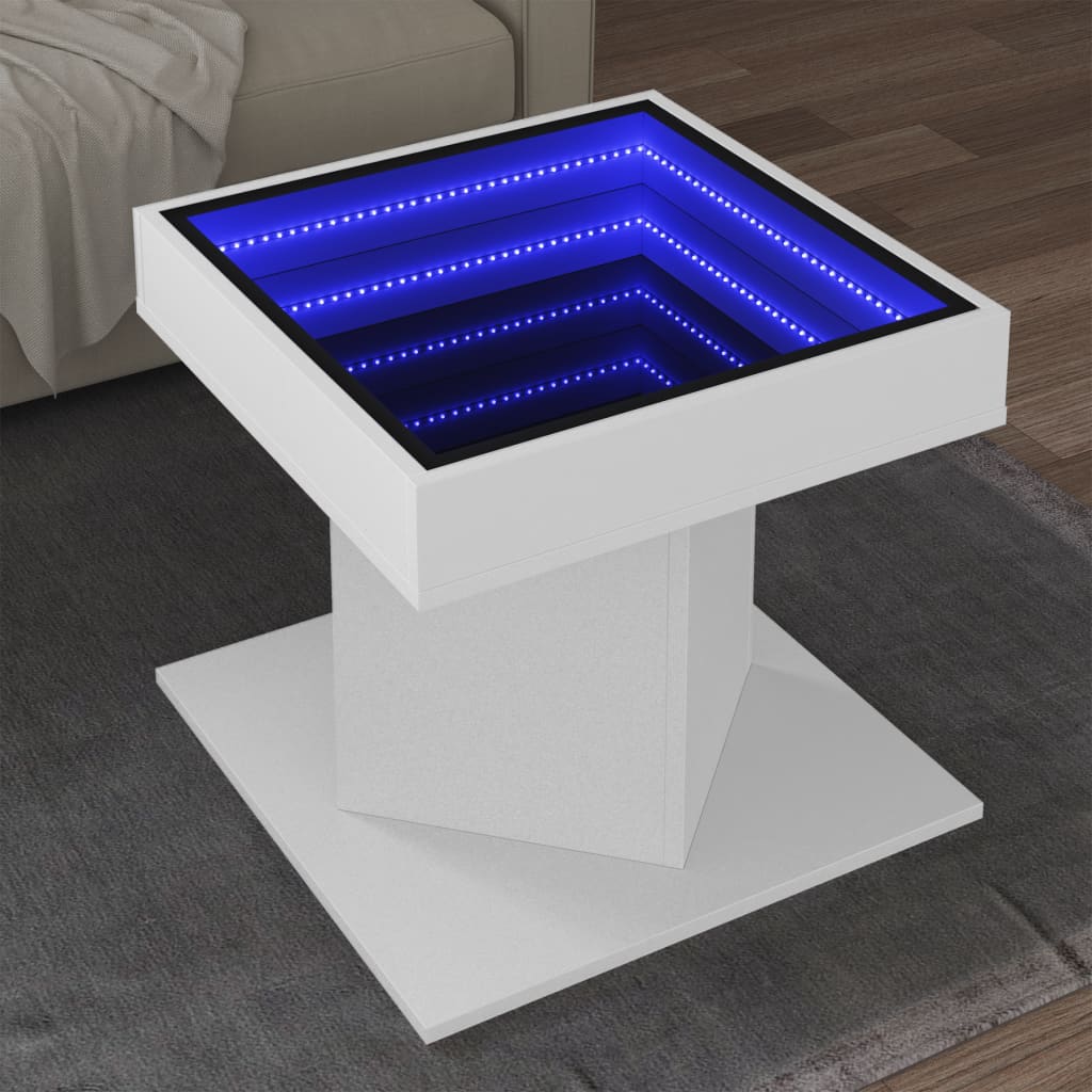 Table basse avec LED blanc 50x50x45 cm bois d'ingénierie Tables basses vidaXL   