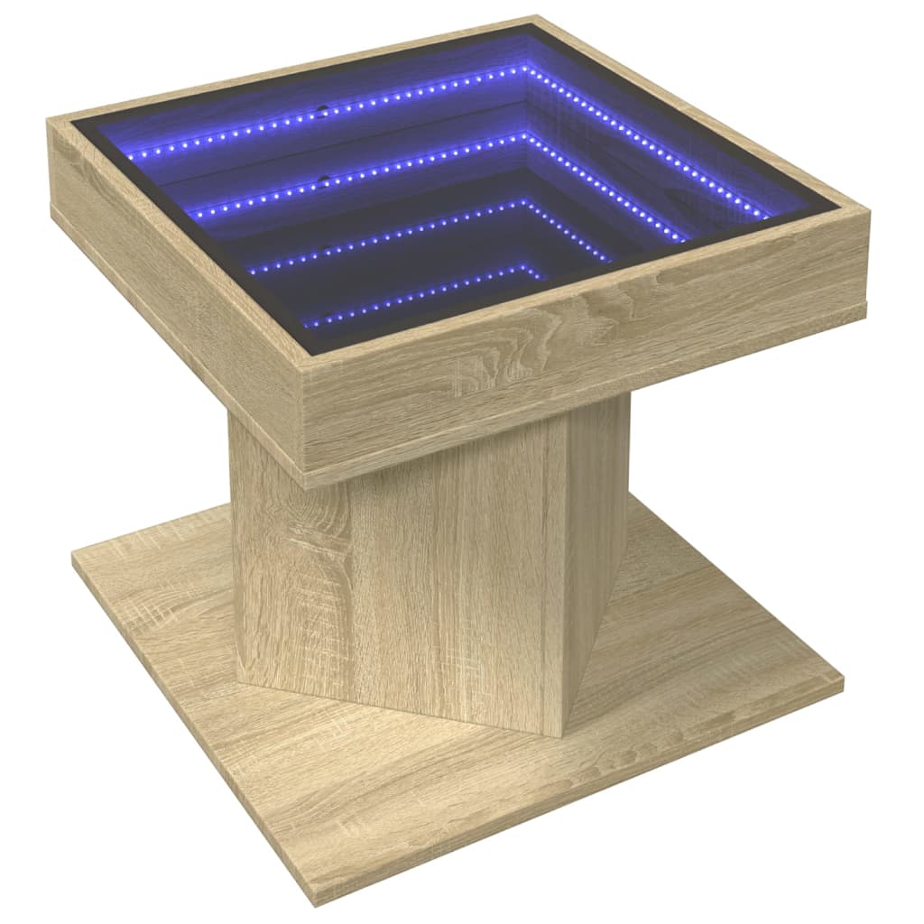 Table basse avec LED chêne sonoma 50x50x45 cm bois d'ingénierie Tables basses vidaXL   