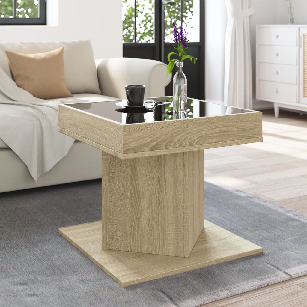 Table basse avec LED chêne sonoma 50x50x45 cm bois d'ingénierie Tables basses vidaXL   