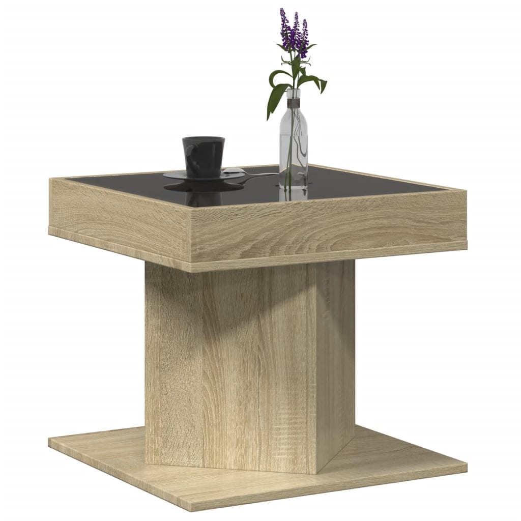 Table basse avec LED chêne sonoma 50x50x45 cm bois d'ingénierie Tables basses vidaXL   