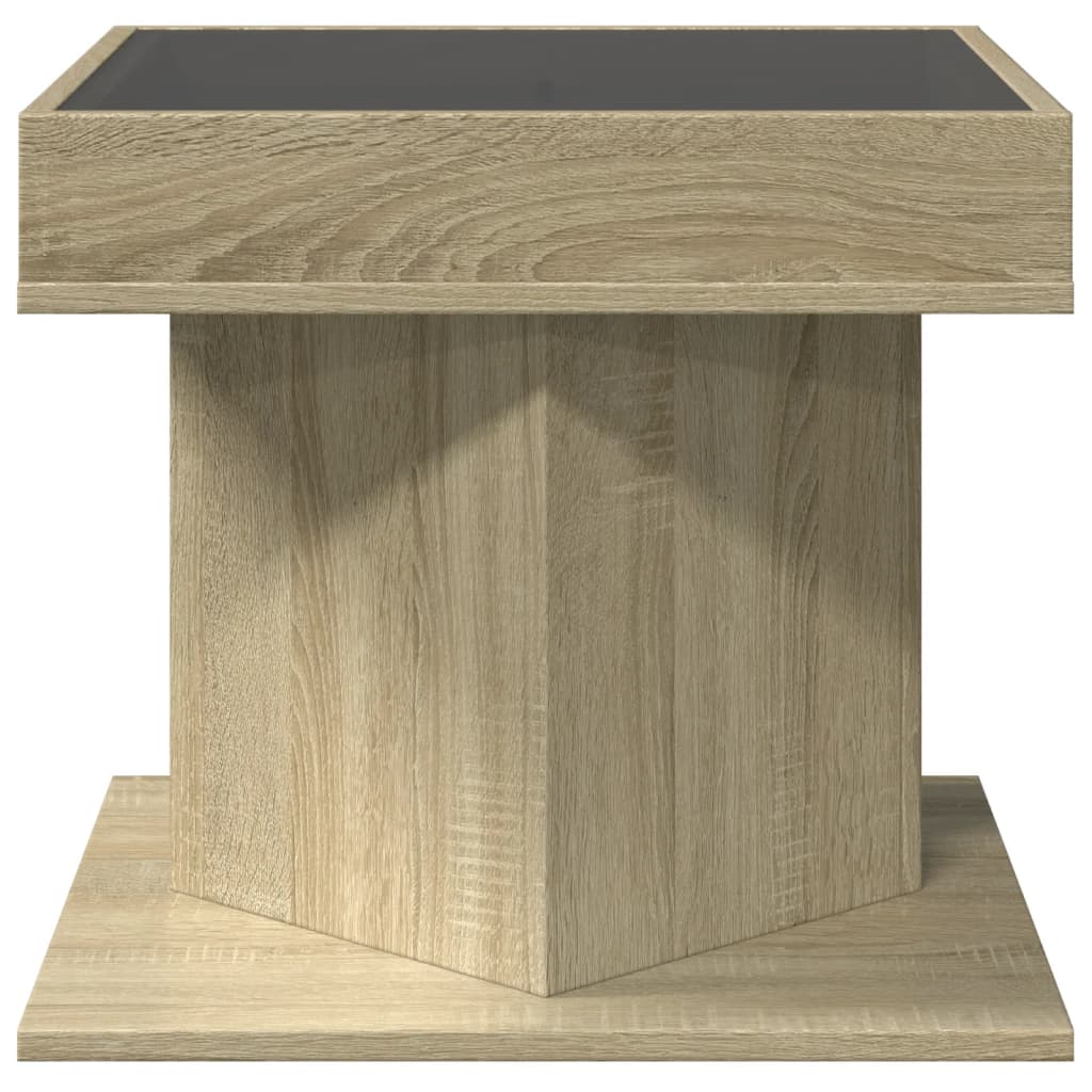 Table basse avec LED chêne sonoma 50x50x45 cm bois d'ingénierie Tables basses vidaXL   