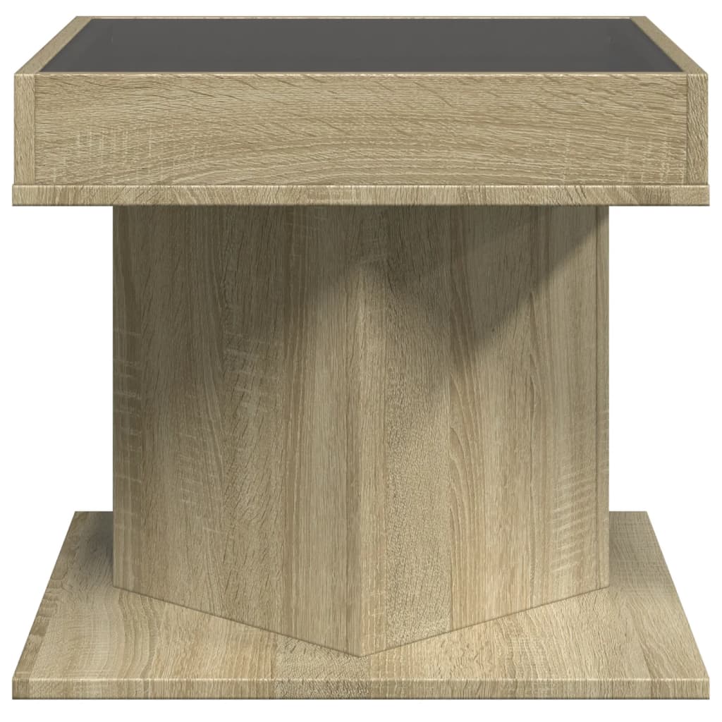 Table basse avec LED chêne sonoma 50x50x45 cm bois d'ingénierie Tables basses vidaXL   