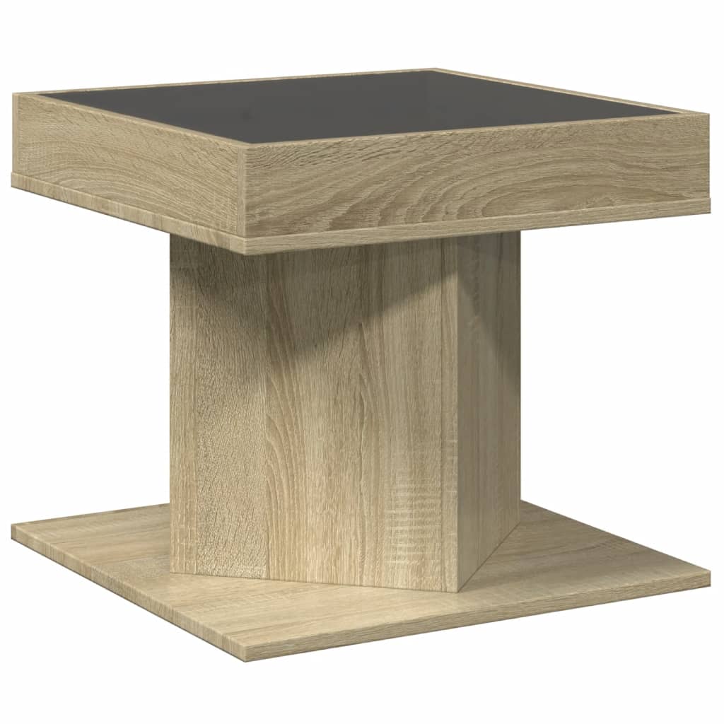 Table basse avec LED chêne sonoma 50x50x45 cm bois d'ingénierie Tables basses vidaXL   