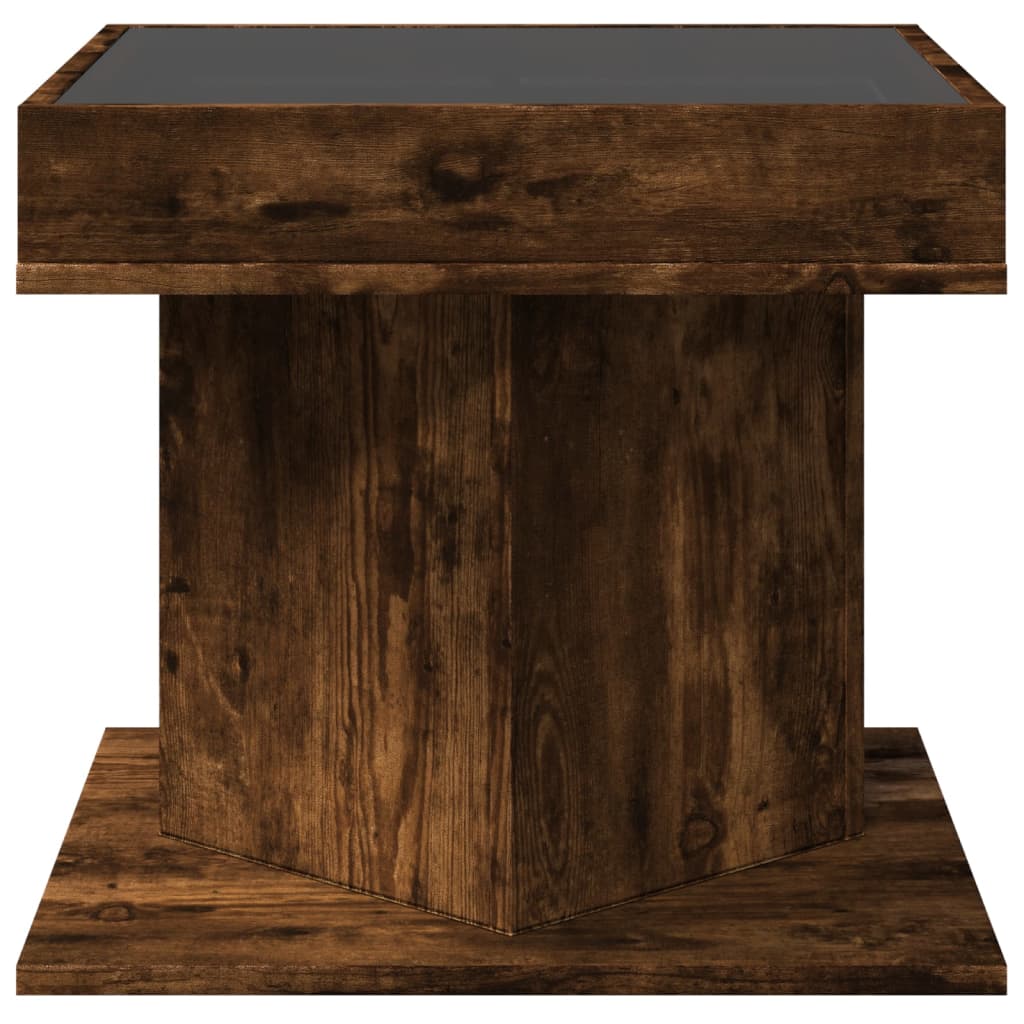 Table basse avec LED chêne fumé 50x50x45 cm bois d'ingénierie Tables basses vidaXL   