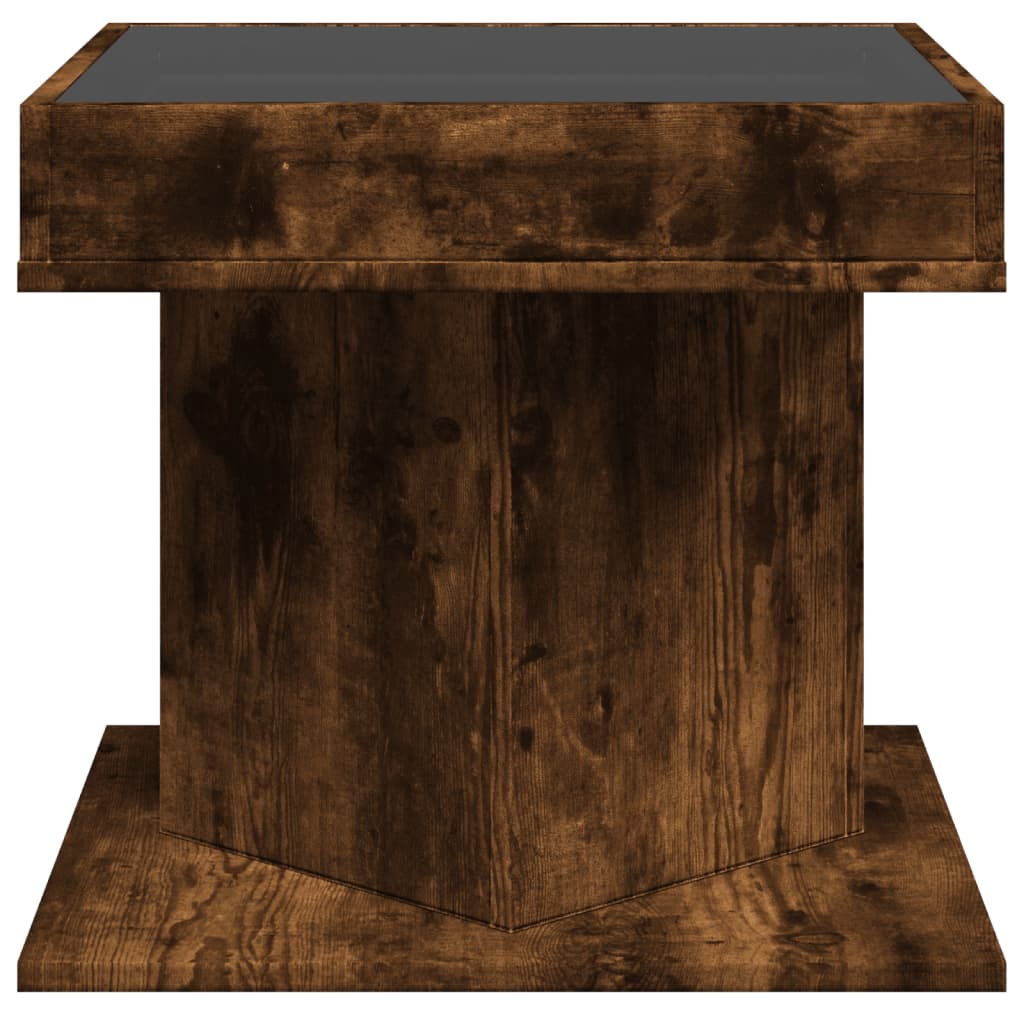 Table basse avec LED chêne fumé 50x50x45 cm bois d'ingénierie Tables basses vidaXL   