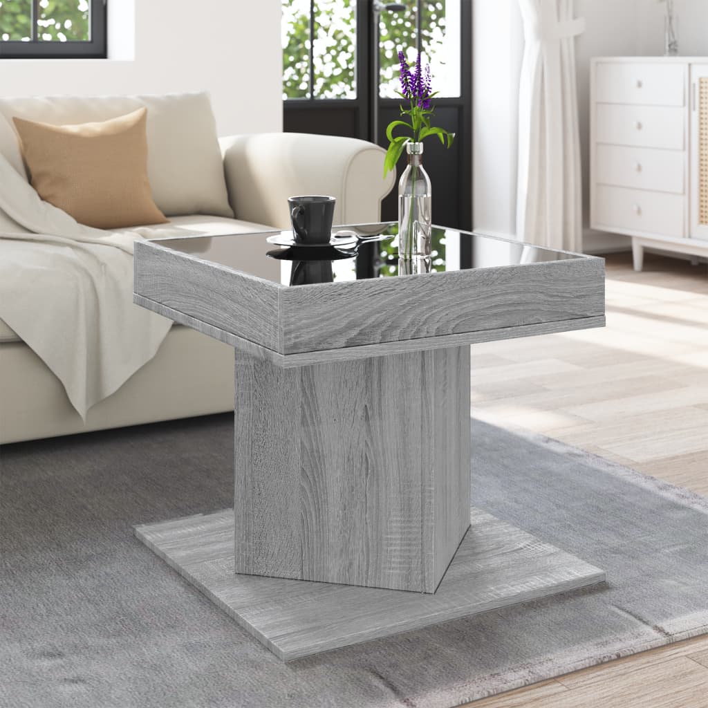 Table basse avec LED sonoma gris 50x50x45 cm bois d'ingénierie Tables basses vidaXL   