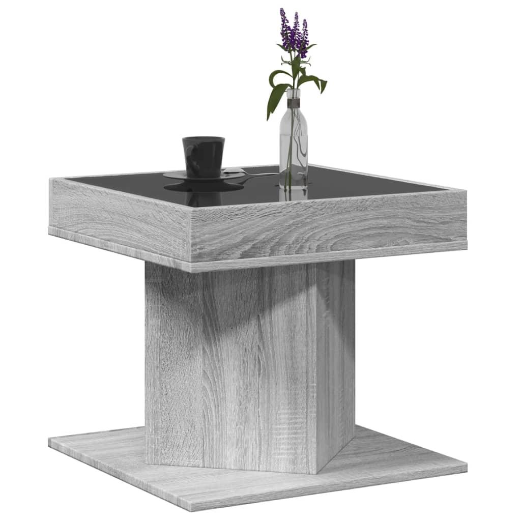 Table basse avec LED sonoma gris 50x50x45 cm bois d'ingénierie Tables basses vidaXL   