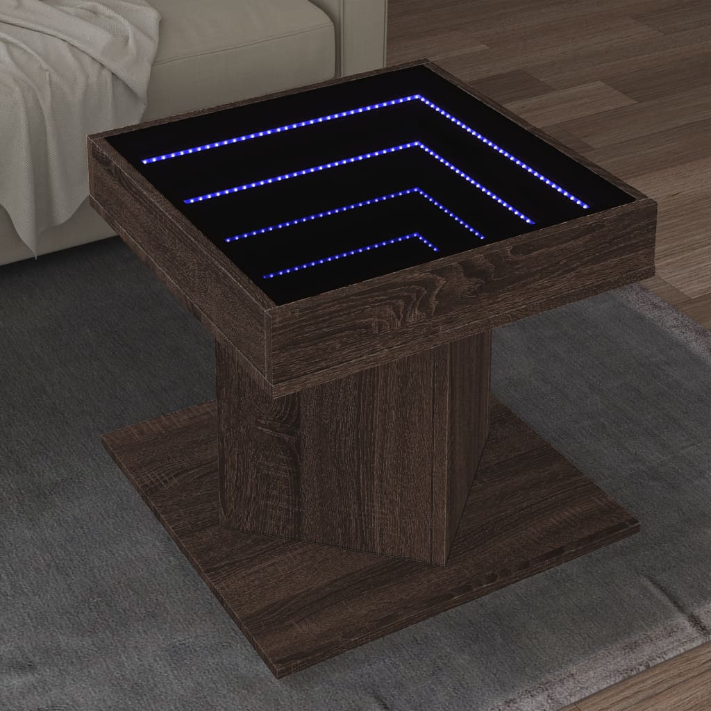 Table basse avec LED chêne marron 50x50x45 cm bois d'ingénierie Tables basses vidaXL   