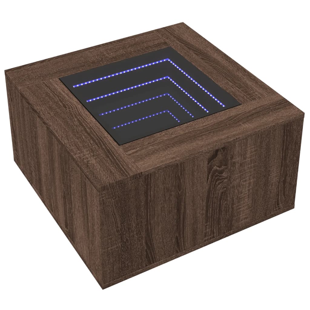 Table basse avec LED chêne marron 60x60x40 cm bois d'ingénierie Tables basses vidaXL   