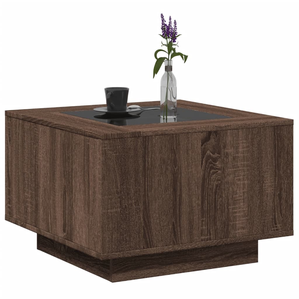 Table basse avec LED chêne marron 60x60x40 cm bois d'ingénierie Tables basses vidaXL   