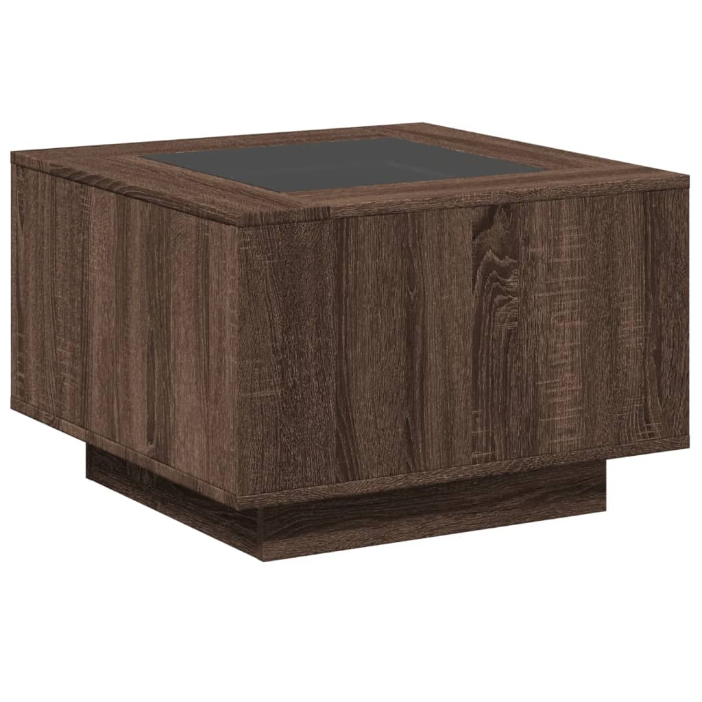 Table basse avec LED chêne marron 60x60x40 cm bois d'ingénierie Tables basses vidaXL   