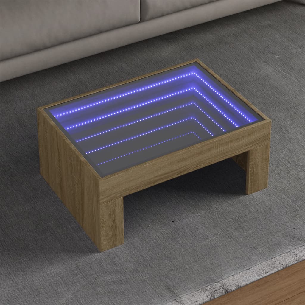 Table basse avec LED infini chêne sonoma 70x50x30 cm Tables basses vidaXL   