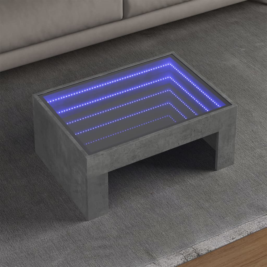 Table basse avec LED infini gris béton 70x50x30 cm Tables basses vidaXL   