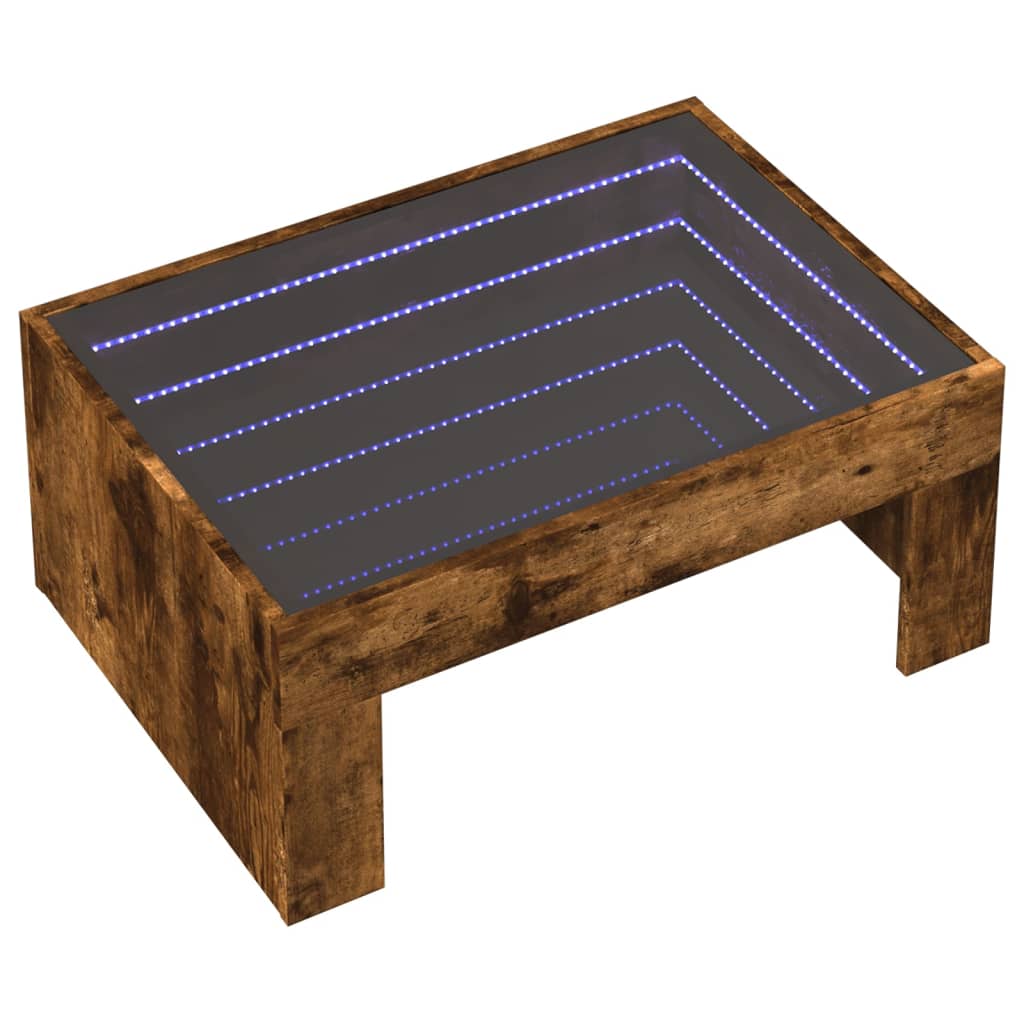 Table basse avec LED infini chêne fumé 70x50x30 cm Tables basses vidaXL   