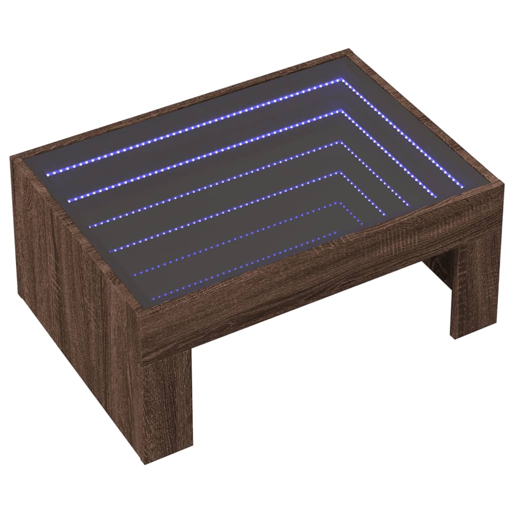 Table basse avec LED infini chêne marron 70x50x30 cm Tables basses vidaXL   