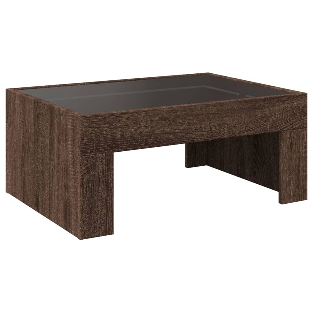 Table basse avec LED infini chêne marron 70x50x30 cm Tables basses vidaXL   