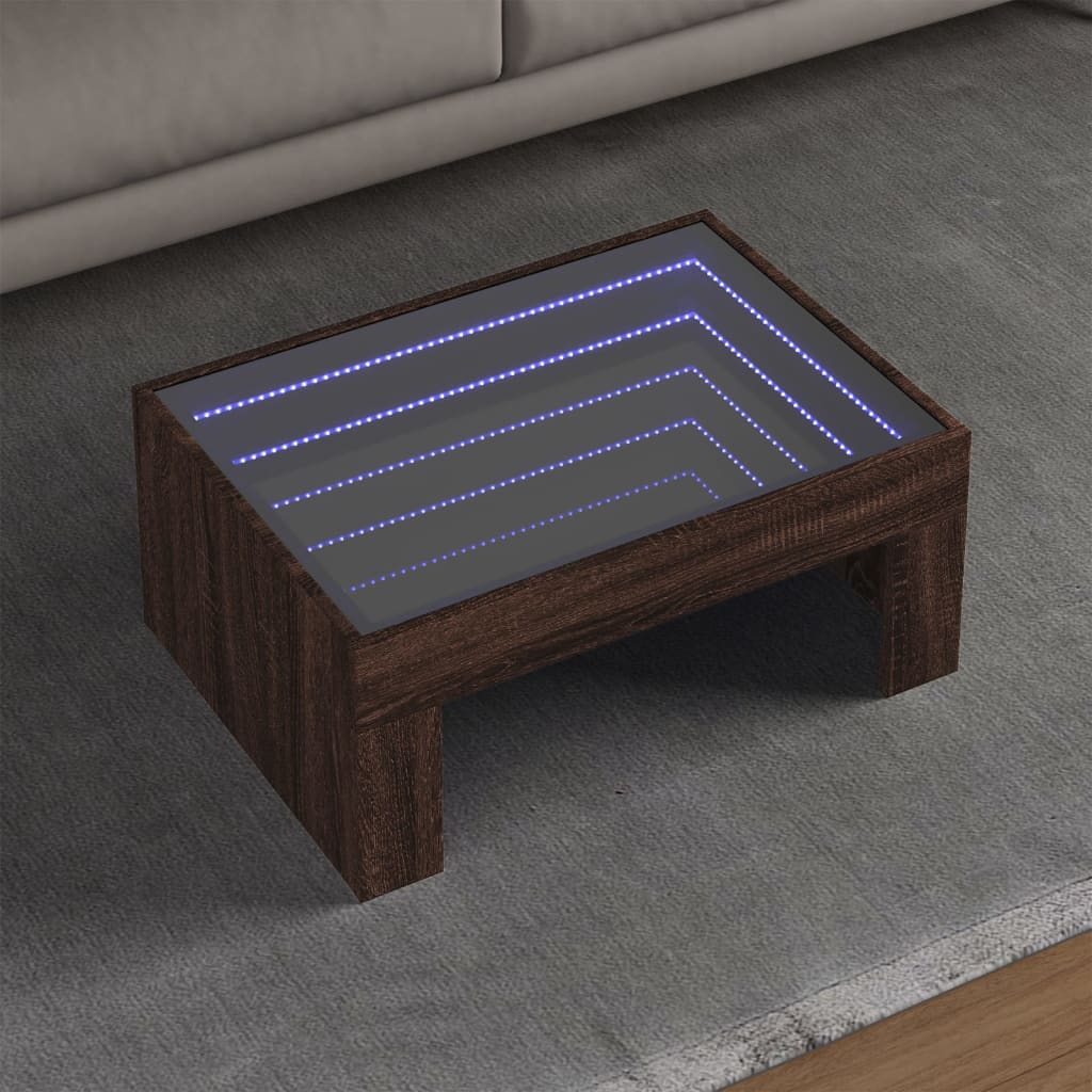 Table basse avec LED infini chêne marron 70x50x30 cm Tables basses vidaXL   