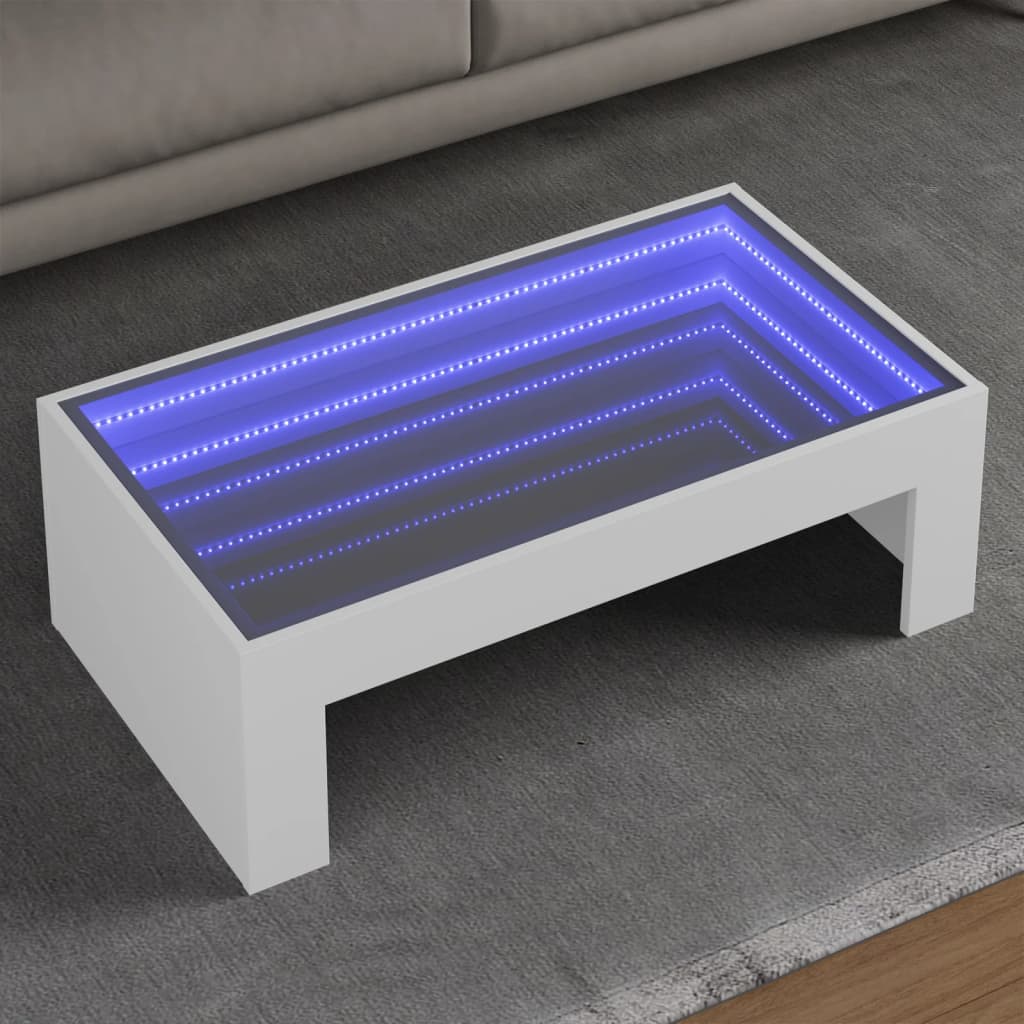 Table basse avec LED infini blanc 90x50x30 cm Tables basses vidaXL   