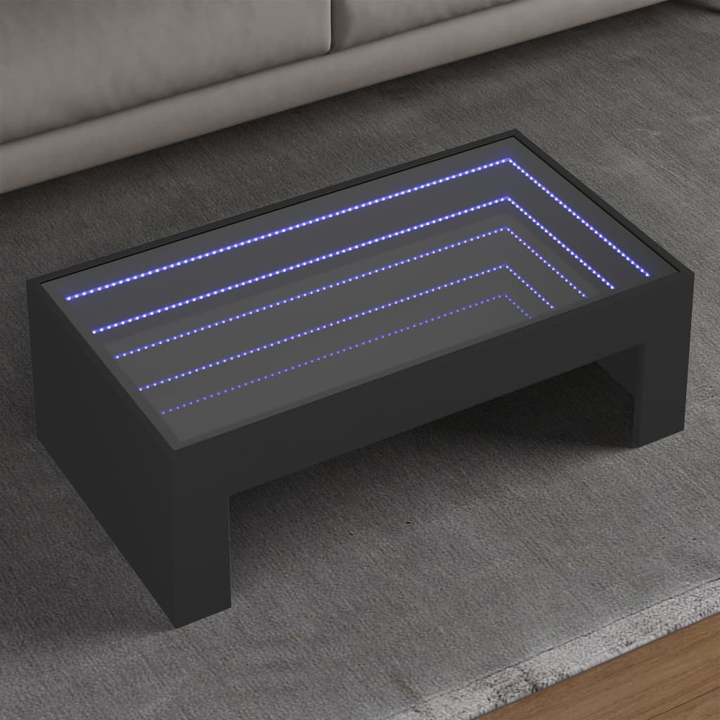 Table basse avec LED infini noir 90x50x30 cm Tables basses vidaXL   