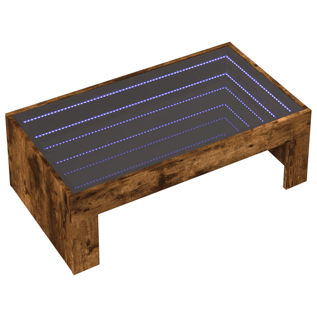 Table basse avec LED infini chêne fumé 90x50x30 cm Tables basses vidaXL   