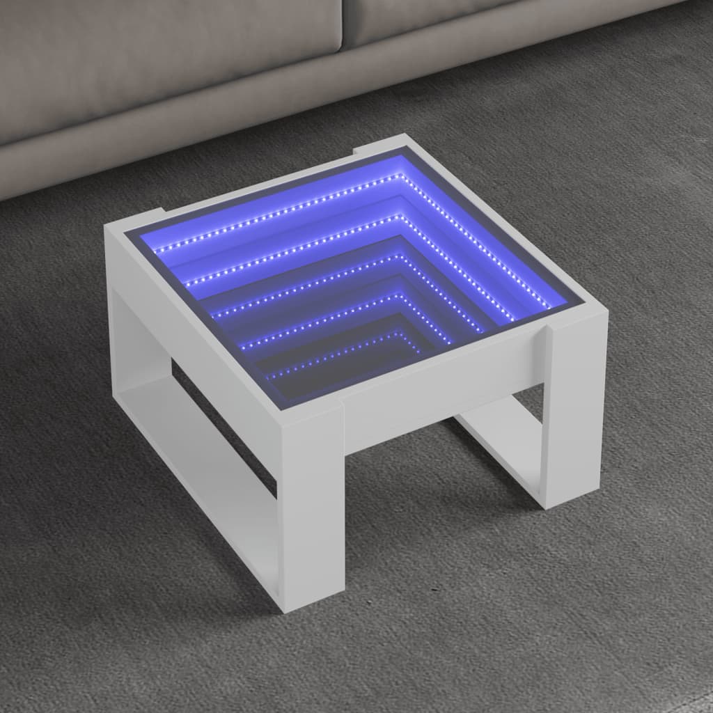 Table basse avec LED infini blanc 50x53x30 cm Tables basses vidaXL   