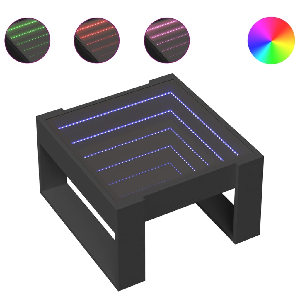 Table basse avec LED infini noir 50x53x30 cm Tables basses vidaXL   