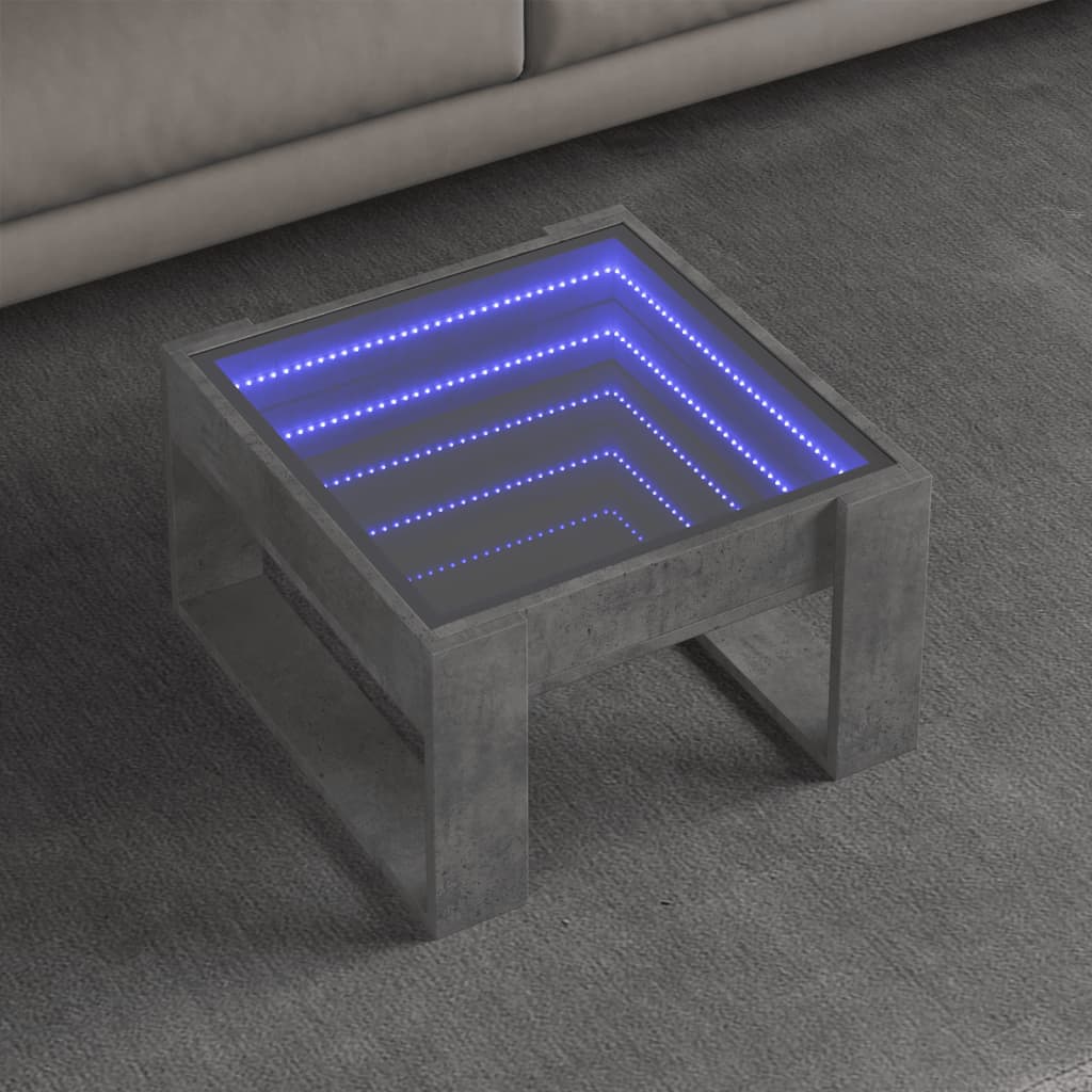 Table basse avec LED infini gris béton 50x53x30 cm Tables basses vidaXL   