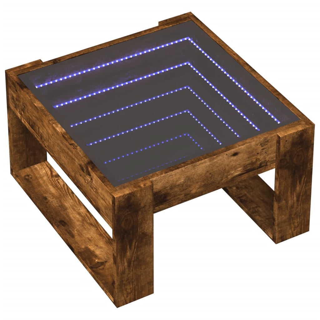 Table basse avec LED infini chêne fumé 50x53x30 cm Tables basses vidaXL   