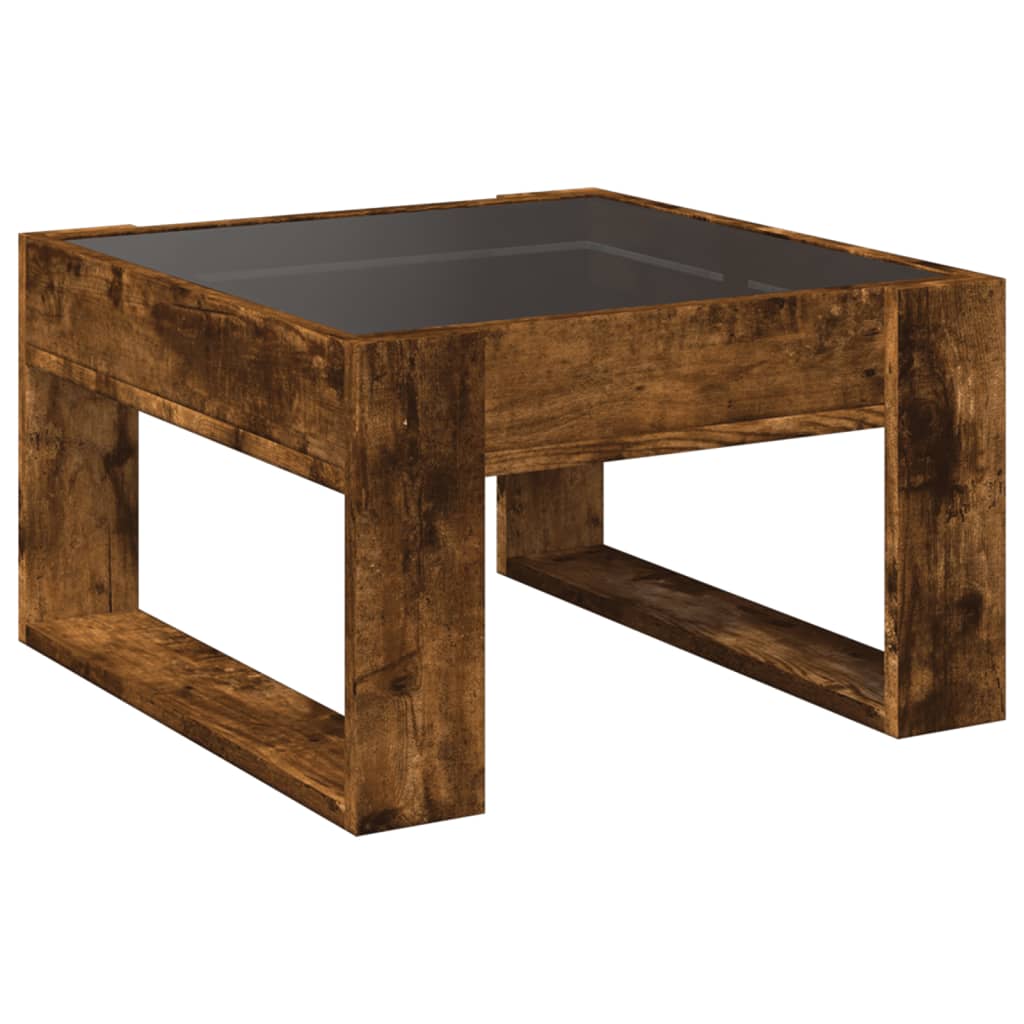 Table basse avec LED infini chêne fumé 50x53x30 cm Tables basses vidaXL   