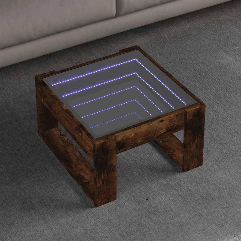 Table basse avec LED infini chêne fumé 50x53x30 cm Tables basses vidaXL   