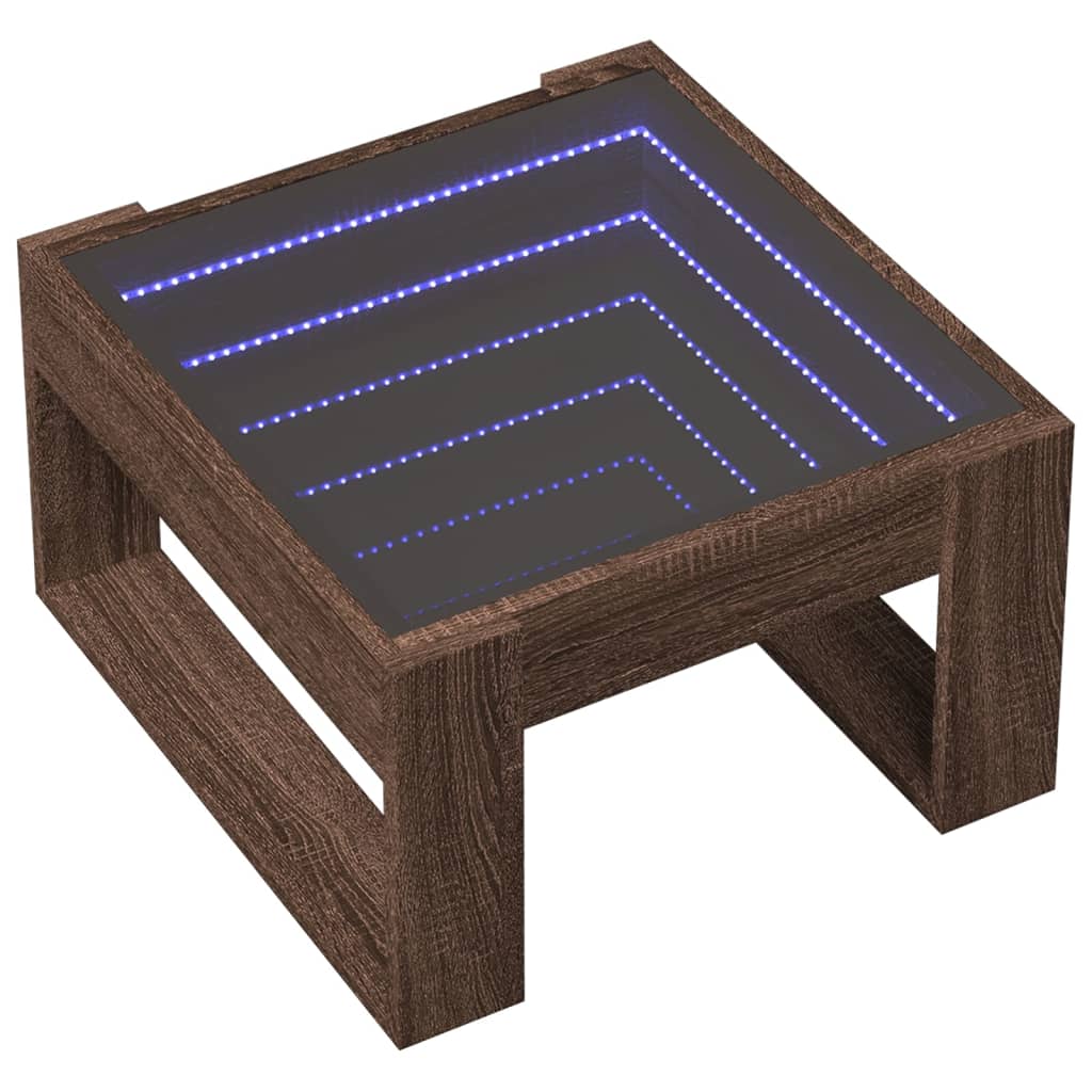 Table basse avec LED infini chêne marron 50x53x30 cm Tables basses vidaXL   