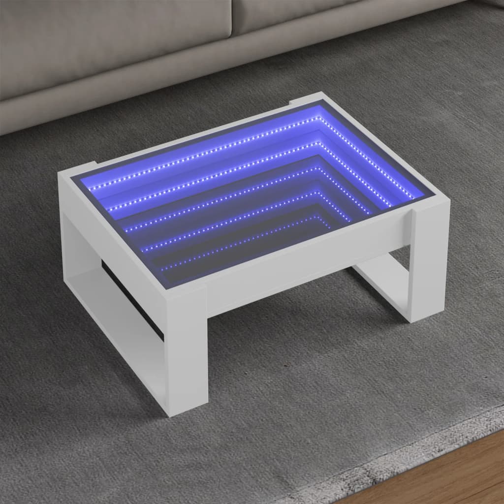 Table basse avec LED infini blanc 70x53x30 cm Tables basses vidaXL   