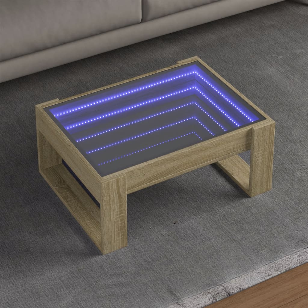 Table basse avec LED infini chêne sonoma 70x53x30 cm Tables basses vidaXL   