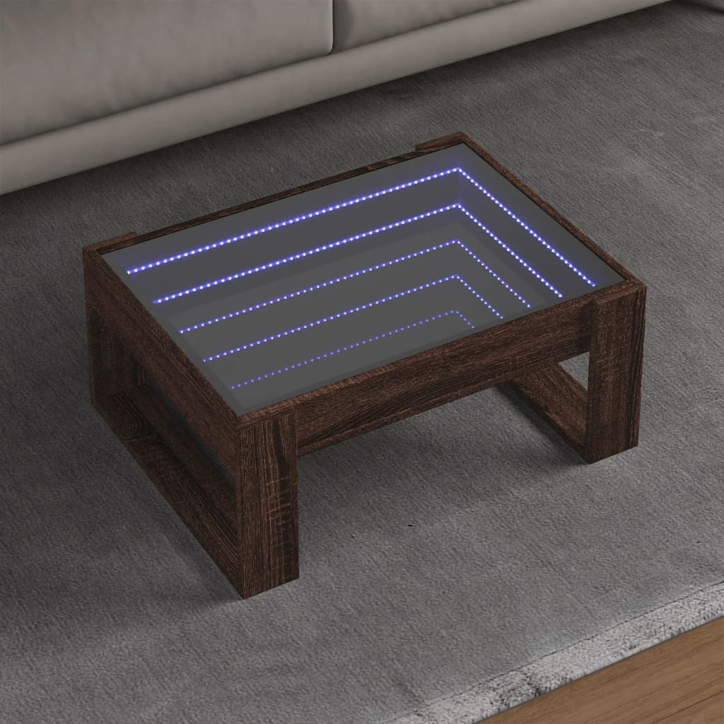 Table basse avec LED infini chêne marron 70x53x30 cm Tables basses vidaXL   