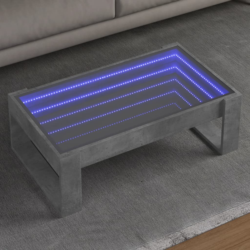 Table basse avec LED infini gris béton 90x53x30 cm Tables basses vidaXL   