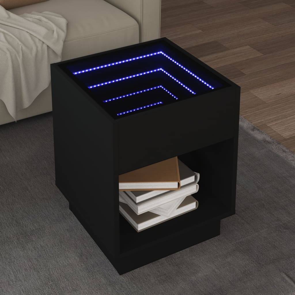 Table basse avec LED infini noir 40x40x50 cm Tables basses vidaXL   